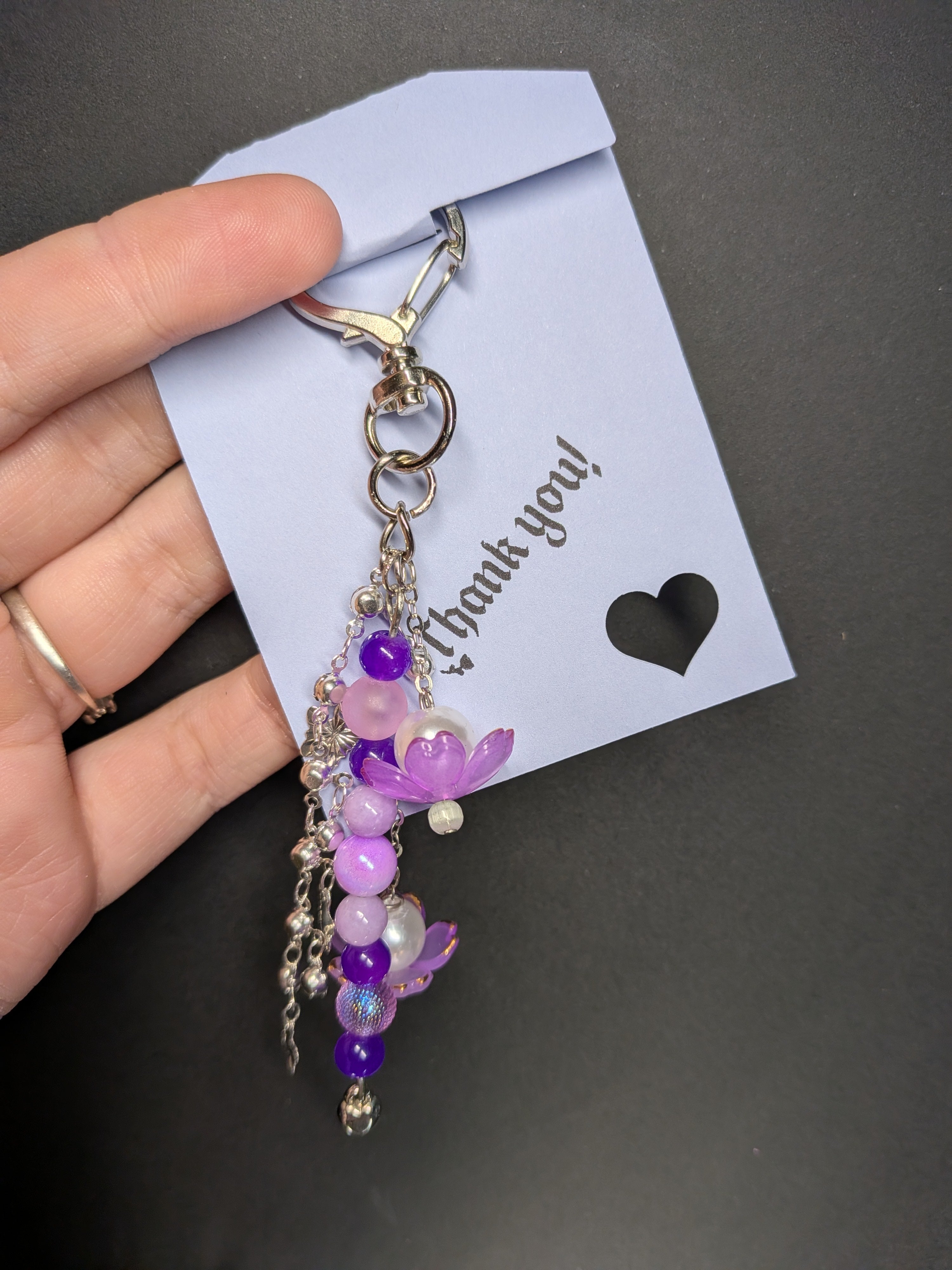 Purple flower bag charm