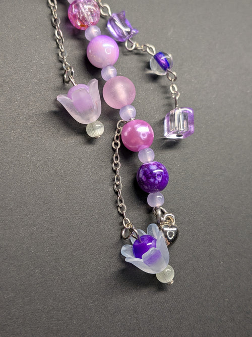 Purple spring flower bag charm