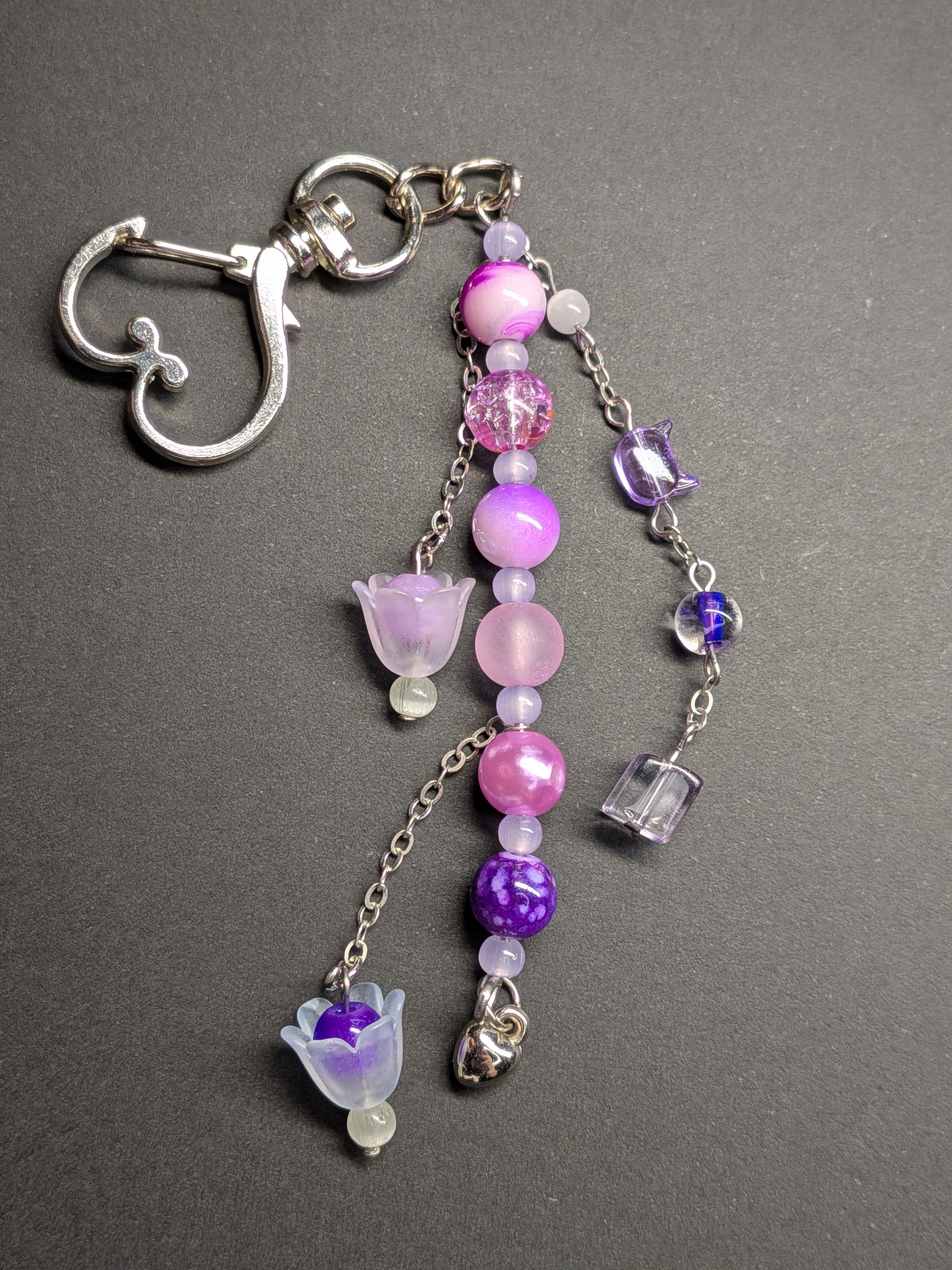 Purple spring flower bag charm
