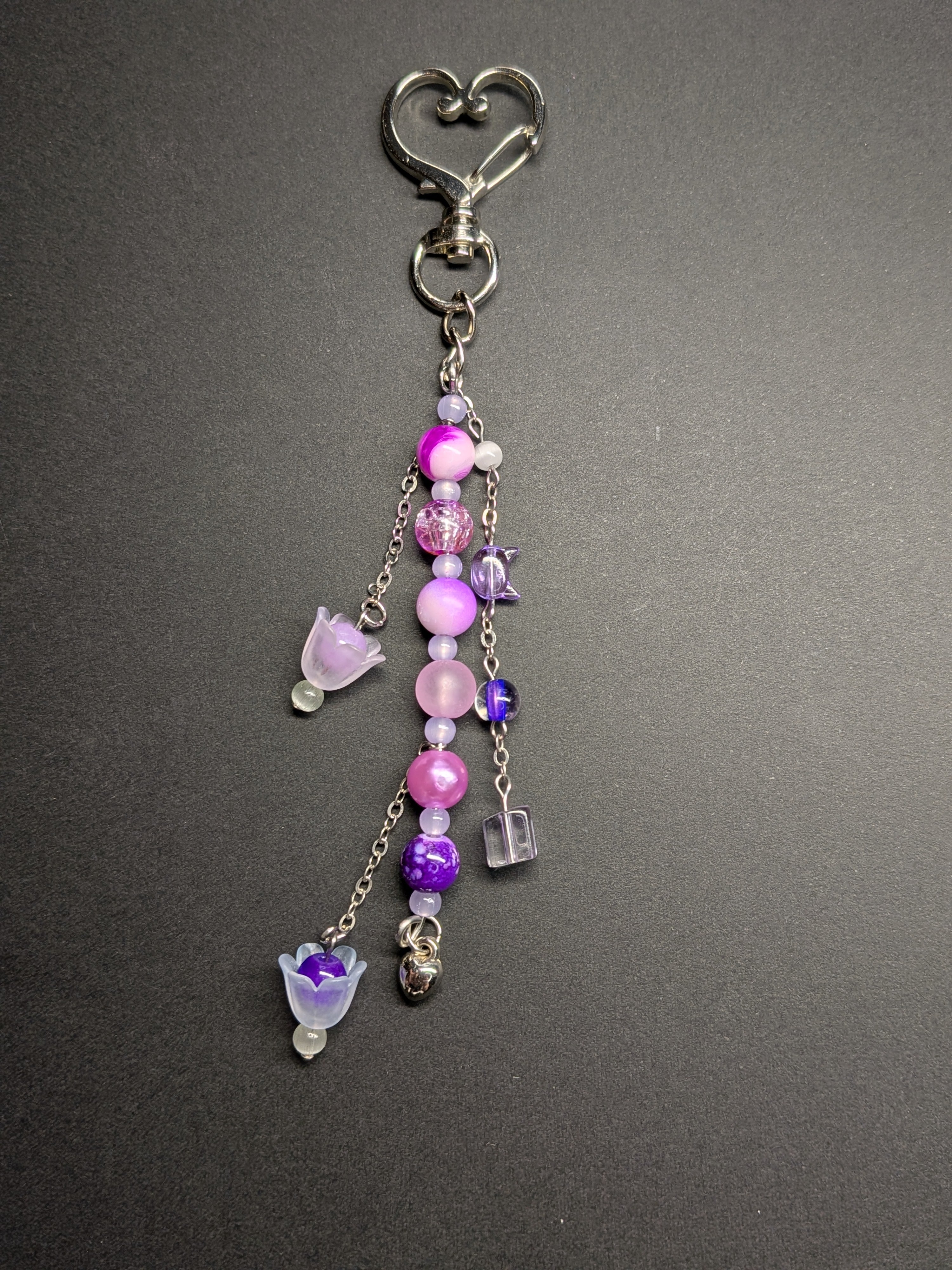 Purple spring flower bag charm